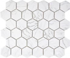 Hexagonal hexagon mosaic tile ceramic Carrara look white glossy mosaic tile wall tile backsplash kitchen bathroom WC - MOS11H-0001