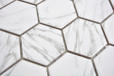 Hexagonal hexagon mosaic tile ceramic Carrara look white glossy mosaic tile wall tile backsplash kitchen bathroom WC - MOS11H-0001