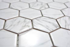 Hexagonal hexagon mosaic tile ceramic Carrara look white glossy mosaic tile wall tile backsplash kitchen bathroom WC - MOS11H-0001