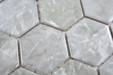 Ceramic mosaic hexagon marble gray glossy mosaic tiles wall tile backsplash kitchen bathroom MOS11H-0201_f