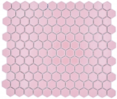 Hexagonal hexagon mosaic tile ceramic mini antique pink glossy mosaic tile wall tile backsplash kitchen bathroom kitchen tile - MOS11H-1111