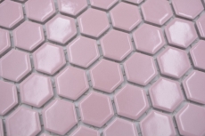 Hexagonal hexagon mosaic tile ceramic mini antique pink glossy mosaic tile wall tile backsplash kitchen bathroom kitchen tile - MOS11H-1111