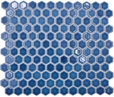Hexagonal hexagon mosaic tile ceramic mini blue-green glossy mosaic tile wall tile backsplash kitchen bathroom toilet - MOS11H-0405