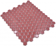 Hexagonal hexagon mosaic tile ceramic mini bordeaux red glossy mosaic tile wall tile backsplash kitchen bathroom - MOS11H-0910