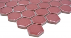 Hexagonal hexagon mosaic tile ceramic mini bordeaux red glossy mosaic tile wall tile backsplash kitchen bathroom - MOS11H-0910