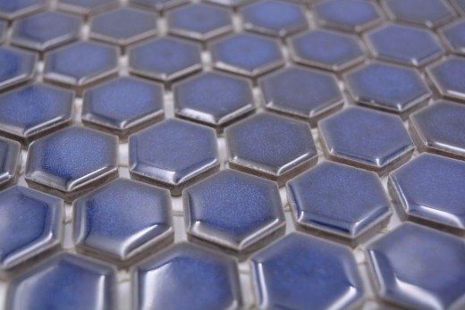 Hexagonal hexagon mosaic tile ceramic mini cobalt blue glossy mosaic tile wall tile backsplash kitchen bathroom - MOS11H-0444