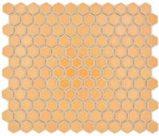 Hexagonal hexagon mosaic tile ceramic mini ochre orange glossy mosaic tile wall tile backsplash kitchen bathroom - MOS11H-1308