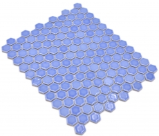 Hexagonal hexagon mosaic tile ceramic mini blue glossy mosaic tile wall backsplash kitchen tile bathroom - MOS11H-0506
