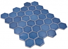 Hexagonal hexagon mosaic tile ceramic blue-green glossy mosaic tile wall tile backsplash kitchen bathroom tile - MOS11H-0504