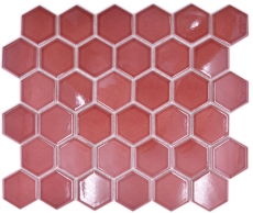 Hexagonal hexagon mosaic tile ceramic border red glossy mosaic tile wall tile backsplash kitchen tile bathroom tile - MOS11H-0901