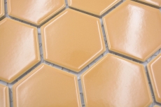 Hexagonal hexagon mosaic tile ceramic ochre orange glossy mosaic tile wall tile backsplash kitchen tile bathroom WC - MOS11H-1208