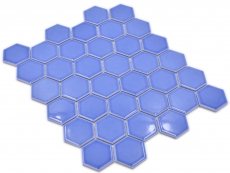 Hexagonal hexagon mosaic tile ceramic blue glossy mosaic tile wall tile backsplash kitchen bathroom tile shower wall - MOS11H-6501