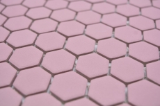 Hexagonal hexagon mosaic tile ceramic mini antique pink R10B shower base floor tile mosaic tile non-slip bathroom tile - MOS11H-1111-R10