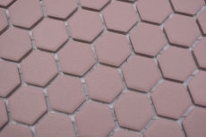 Hexagonal hexagon mosaic tile ceramic mini clinker red R10B shower tray floor tile mosaic tile non-slip bathroom - MOS11H-0900-R10