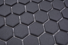 Ceramic mosaic hexagon black R10B shower tray floor tile mosaic tiles kitchen bathroom floor MOS11H-0003-R10_f