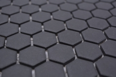 Ceramic mosaic hexagon black R10B shower tray floor tile mosaic tiles kitchen bathroom floor MOS11H-0003-R10_f