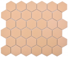 Hexagonal hexagon mosaic tile ceramic ochre orange R10B shower tray floor tile mosaic tile non-slip wall bathroom - MOS11H-0808-R10