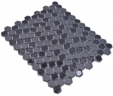 Hexagonal hexagon mosaic tile ceramic mini black glossy R10B Shower base floor tile Mosaic tile Anti-slip - MOS11H-0301-R10