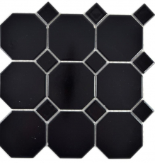 Hand pattern ceramic mosaic Octa black matt with black glossy mosaic tile wall tile backsplash kitchen bathroom MOS13-Octa0311_m