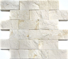 Limestone mosaic natural stone Splitface stone wall white cream Brick Limestone 3D optic tile backsplash - MOS29-49792
