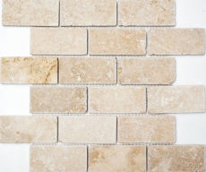 Travertine mosaic tiles terrace wall floor natural stone beige brick brick look wall tile shower tray kitchen tile - MOS43-1202
