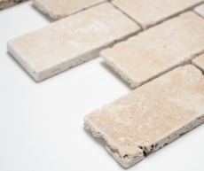 Travertine mosaic tiles terrace wall floor natural stone beige brick brick look wall tile shower tray kitchen tile - MOS43-1202