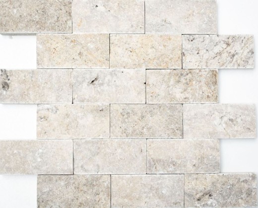 Travertine stone wall stones wall natural stone light gray brick split face silver 3D look wall facing kitchen - MOS29-42781