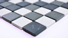 Hand sample mosaic tile ceramic black white anthracite matt shower tray MOS18-2213-R10_m
