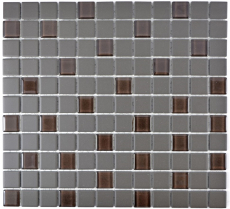 Hand-painted mosaic tile bathroom ceramic dark gray brown unglazed glass mosaic MOS18-1313-R10_m