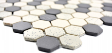 Hexagonal hexagon mosaic tile ceramic mini beige black unglazed non-slip speckled kitchen bathroom - MOS11A-0113-R10