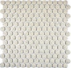 Button mosaic LOOP round mosaic shower tray floor cream white spots unglazed non-slip wall kitchen - MOS10-0103-R10