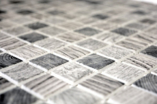 Glass mosaic Sustainable wall covering Recycling wood texture light gray Tile backsplash MOS63-312