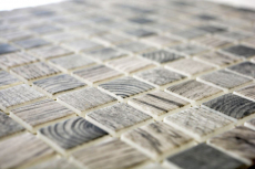 Glass mosaic Sustainable wall covering Recycling wood texture gray beige Tile backsplash MOS63-324