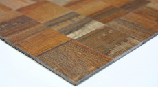Mosaic tiles kitchen splashback self-adhesive aluminum brown metal wood look dark MOS200-2122_f