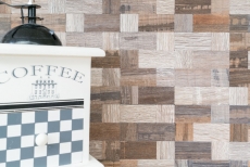 self-adhesive mosaic tile ALU gray beige metal wood look tile backsplash MOS200-2322
