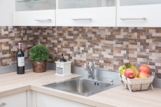 self-adhesive mosaic tile ALU gray beige metal wood look tile backsplash MOS200-2322