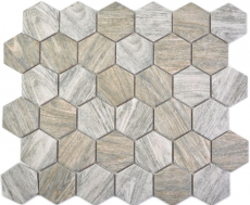Hexagonal hexagon mosaic tile ceramic wood grain gray brown mix mosaic tile wall tile backsplash kitchen bathroom - MOS11H-0200
