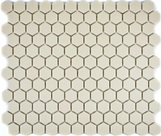 Hexagonal hexagon mosaic tile ceramic mini white light beige unglazed non-slip backsplash floor tile - MOS11A-1202-R10
