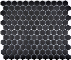 Mosaic tile ceramic hexagon black unglazed MOS11A-0304-R10_f