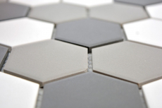 Mosaic tile ceramic hexagon white gray black unglazed MOS11B-0123-R10_f