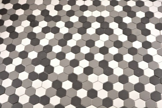 Hexagonal hexagon mosaic tile ceramic white gray black unglazed non-slip tile backsplash bathroom tile - MOS11B-0123-R10