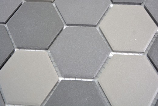 Hexagonal hexagon mosaic tile ceramic mud gray dark gray black unglazed non-slip bathroom kitchen - MOS11B-2313-R10