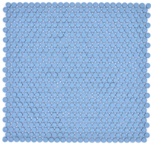 Button mosaic Loop round mosaic blue glossy matt wall tile backsplash kitchen bathroom MOS140-0411