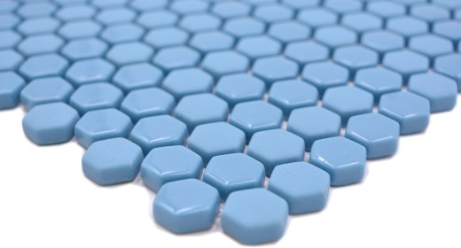 Glass mosaic hexagonal hexagon mosaic blue glossy matt mosaic tile wall tile backsplash kitchen bathroom