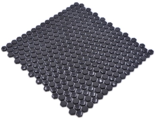 Glass mosaic hexagonal hexagon mosaic black glossy matt mosaic tile wall tile backsplash kitchen bathroom