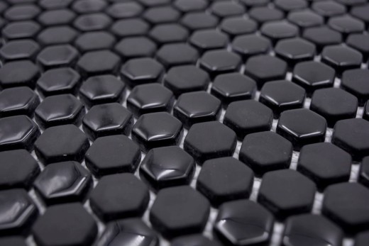 Glass mosaic hexagonal hexagon mosaic black glossy matt mosaic tile wall tile backsplash kitchen bathroom