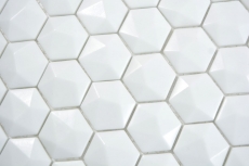 Glass mosaic hexagonal hexagon mosaic white 3D mosaic tiles wall tile backsplash kitchen bathroom MOS11-AR01_f