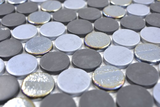 Button mosaic Loop round mosaic blue anthracite mosaic tile wall tile backsplash kitchen bathroom MOS129-R05
