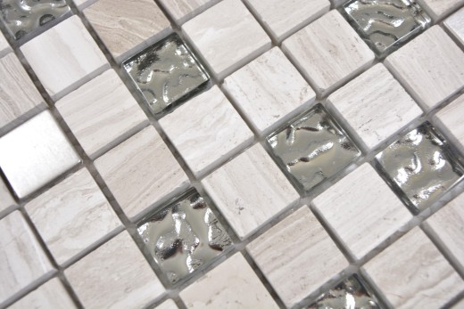 Natural stone rustic glass mosaic mosaic tile stainless steel gray white silver clear wall tile backsplash kitchen tile bathroom WC - MOS82-0108