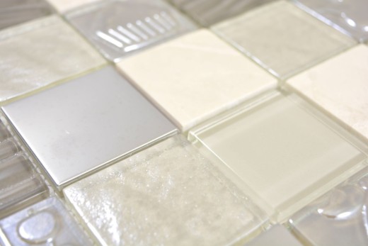 Glass mosaic mosaic tiles stone mosaic steel relief beige cream mud wall tile backsplash kitchen bathroom MOS88-1224